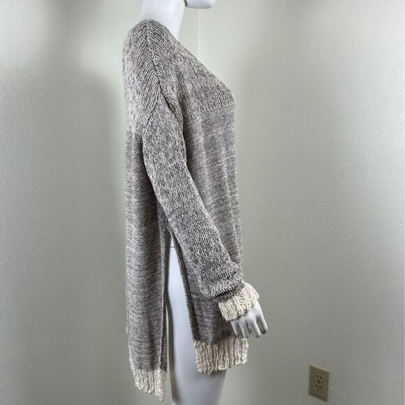 Free People Womens Size L Beige Haiku Pullover Knit NEW Sweater Tunic Top Cotton - Picture 8 of 16